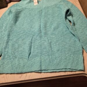 GAP Light Teal Scoop Neck Knit Sweater